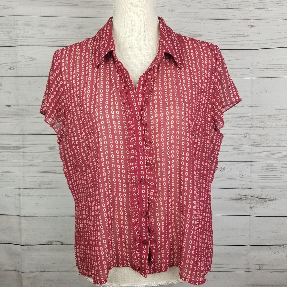 Worthington Ruffle Spotted Blouse